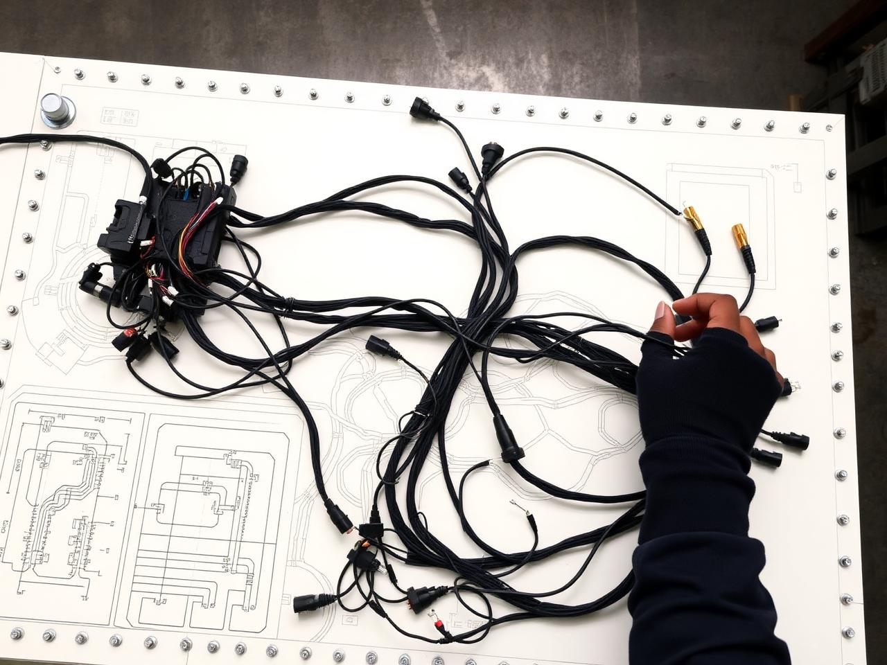 Wiring harness on a form board